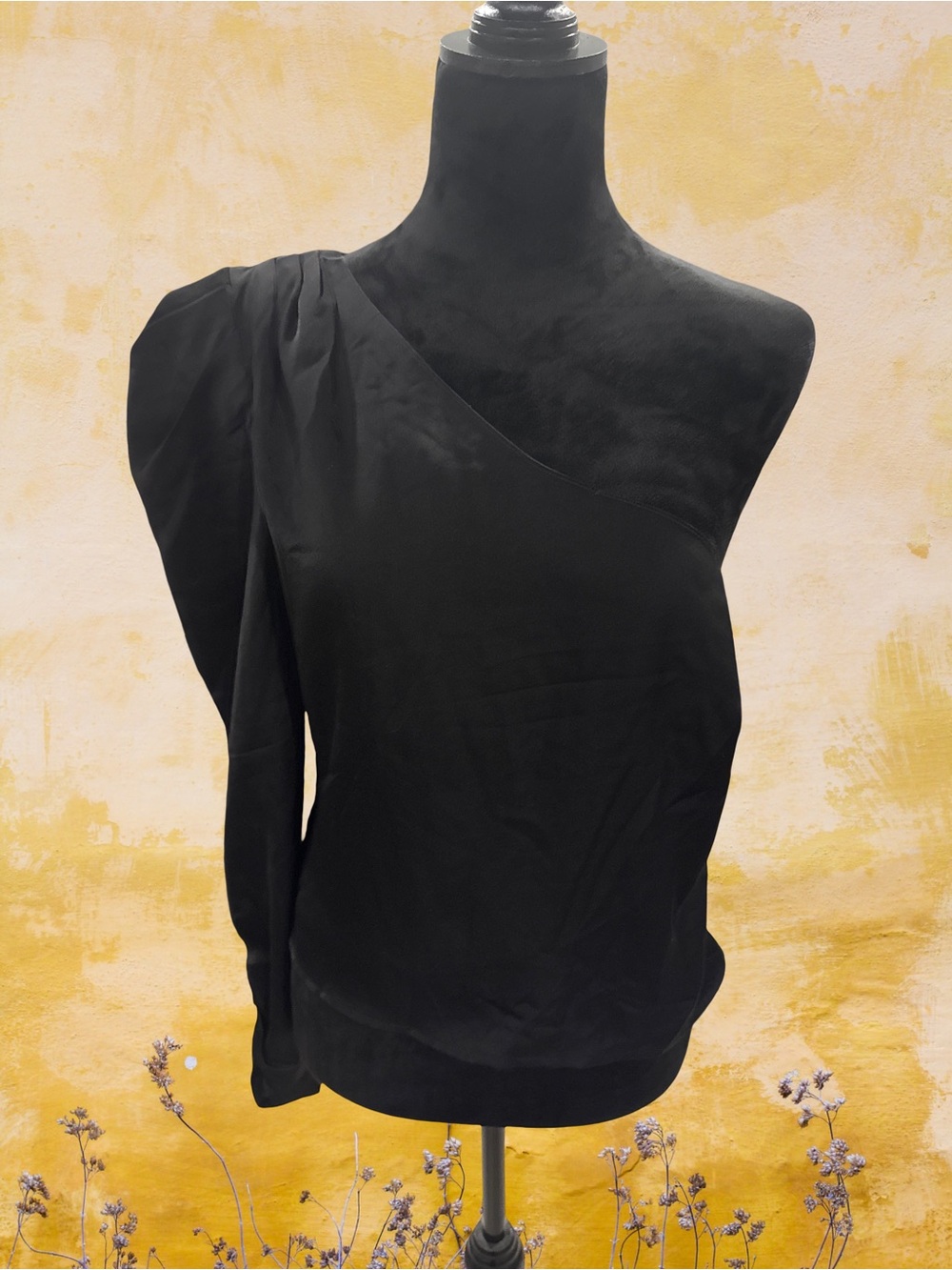 Astr Black Satin-Look Fabric Top